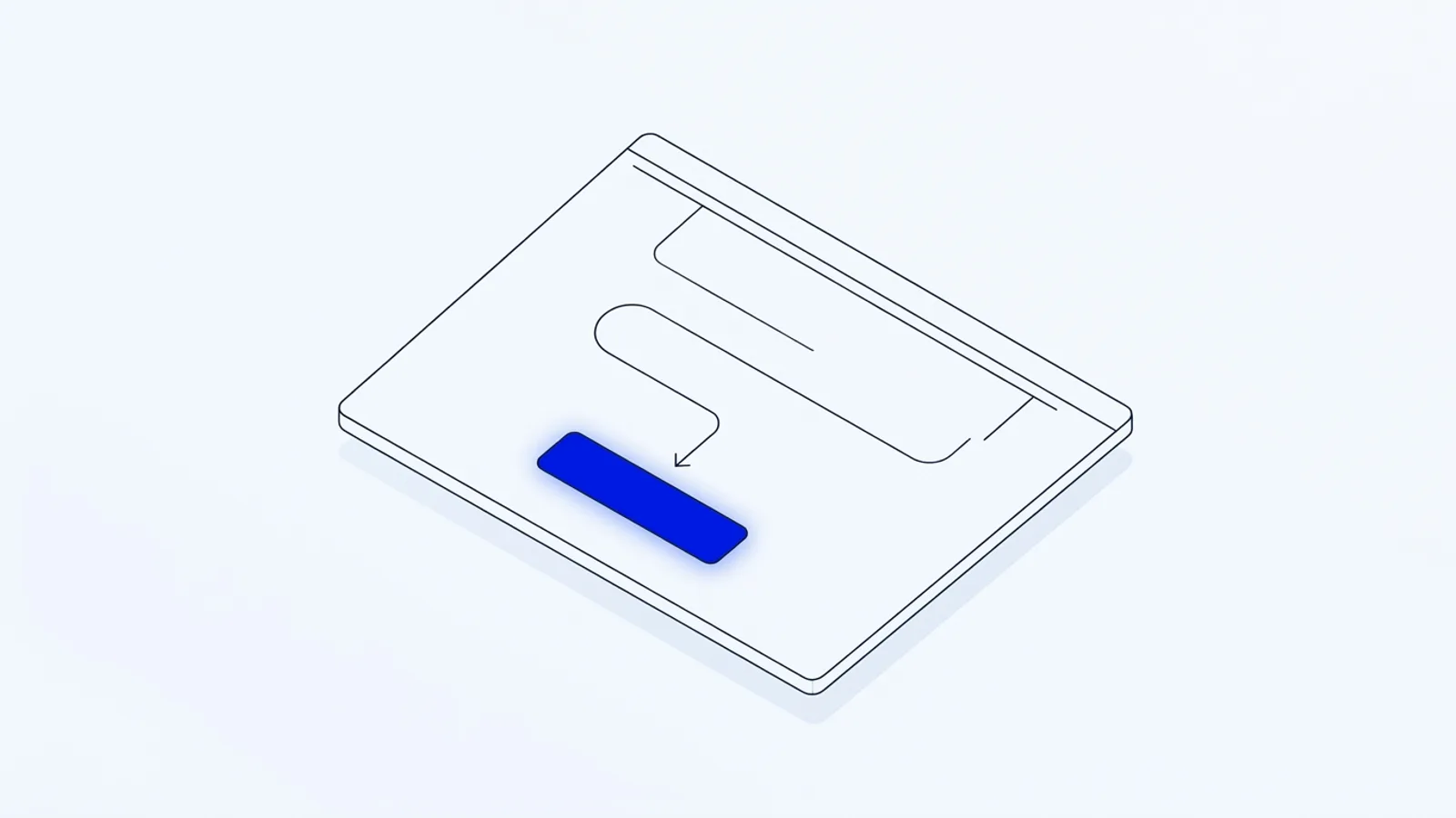 Illustration conceptuelle : un parcours menant un visiteur vers une action mise en avant en bleu, sur fond clair premium