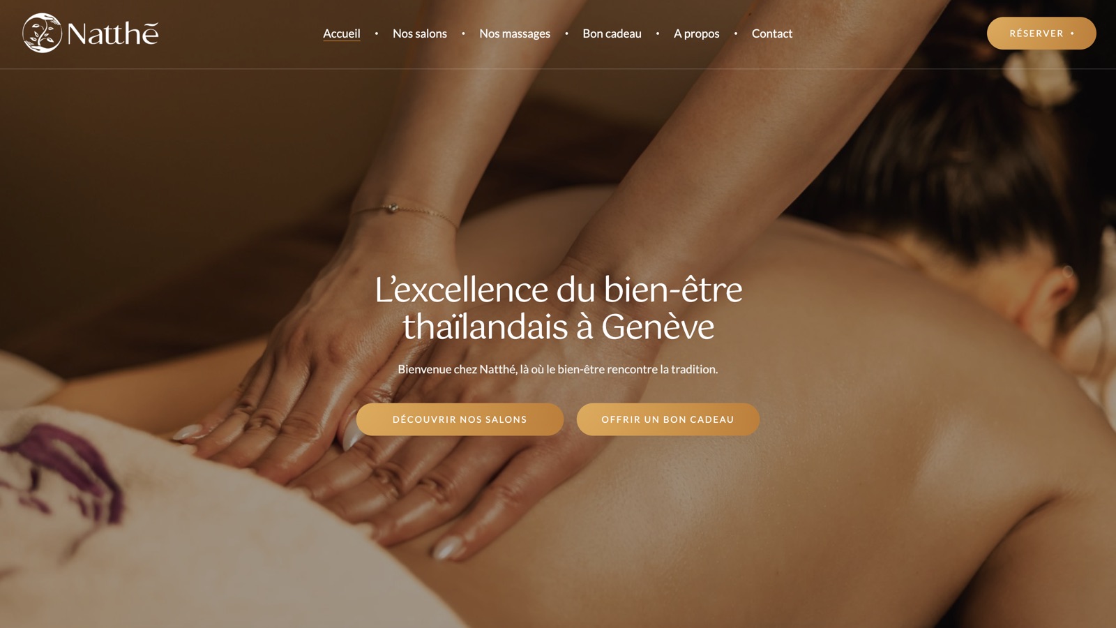 Accueil du site du groupe Natthé, salons de massage à Genève